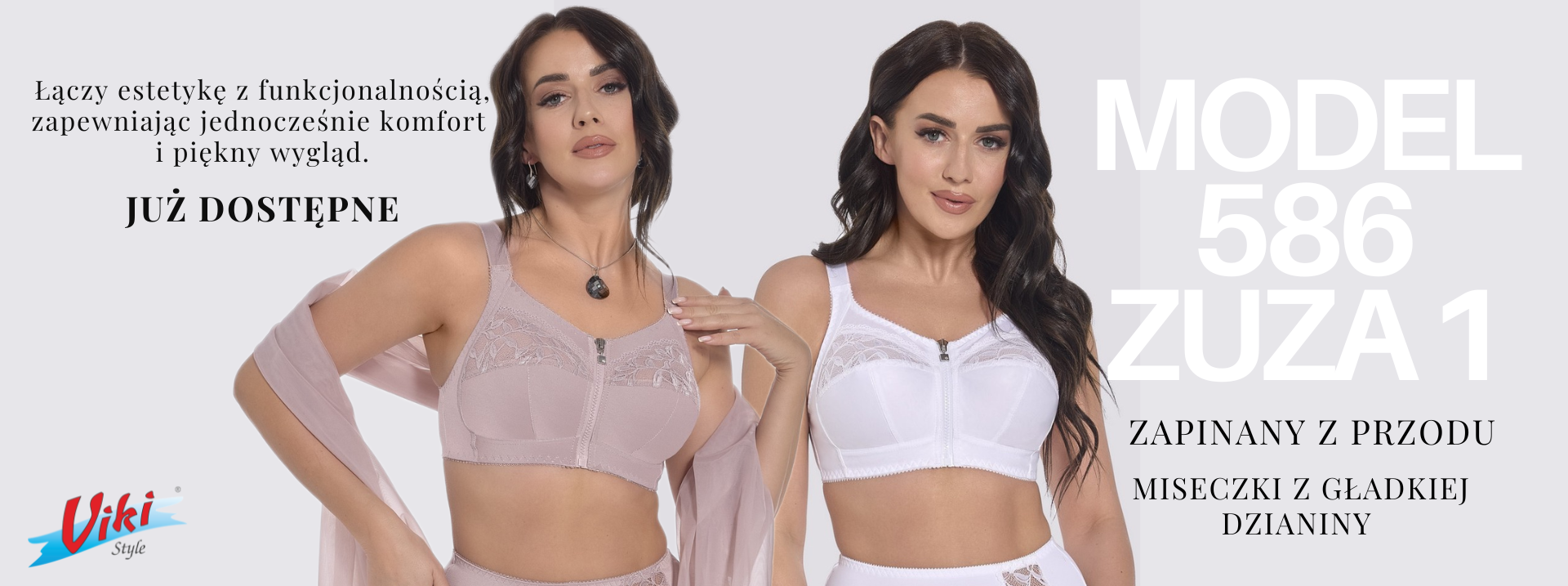 Modelki w biustonoszach zapinanych z przodu na suwak